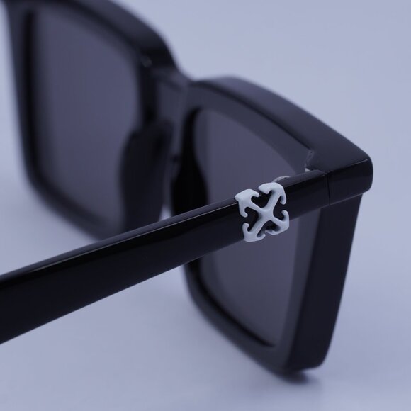 Off-White OERI13U DALTON 1007 Sunglasses Shiny Black Square Frame, Grey Lenses - Picture 5 of 9